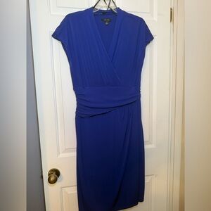 Ivy & Blu Cobalt Blue Ruched Waist Dress Sz 14 Cap Sleeves Y2K
